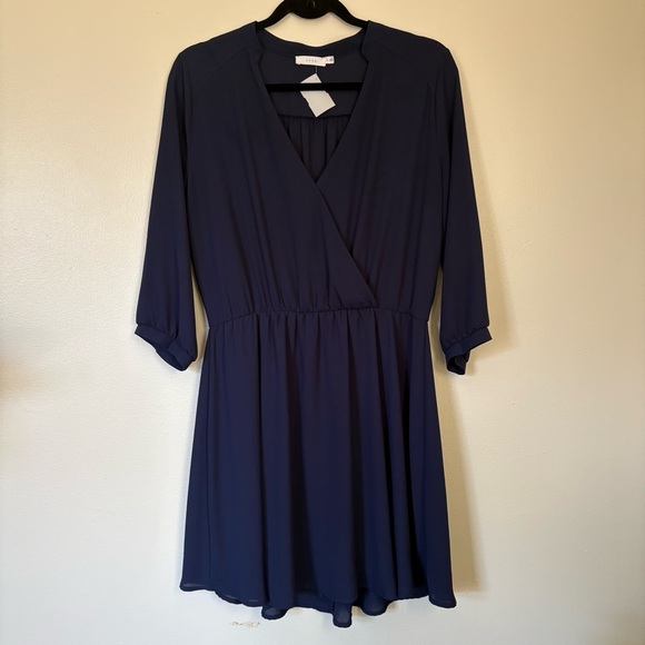 Lush Dresses & Skirts - Lush Kendall Blue Faux Wrap Mini Dress Size Medium